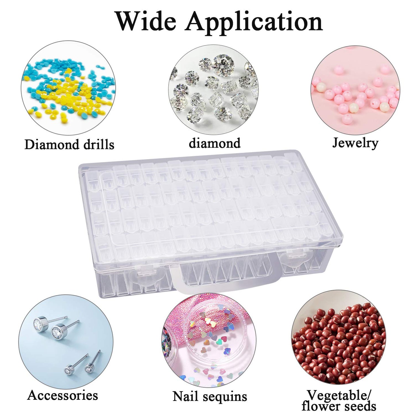 ARTDOT Diamond Art Storage Boxes, 64 Slots Transparent Diamond Bead Storage Box for Diamond Art Kit Accessories 64 Grids Storage Box