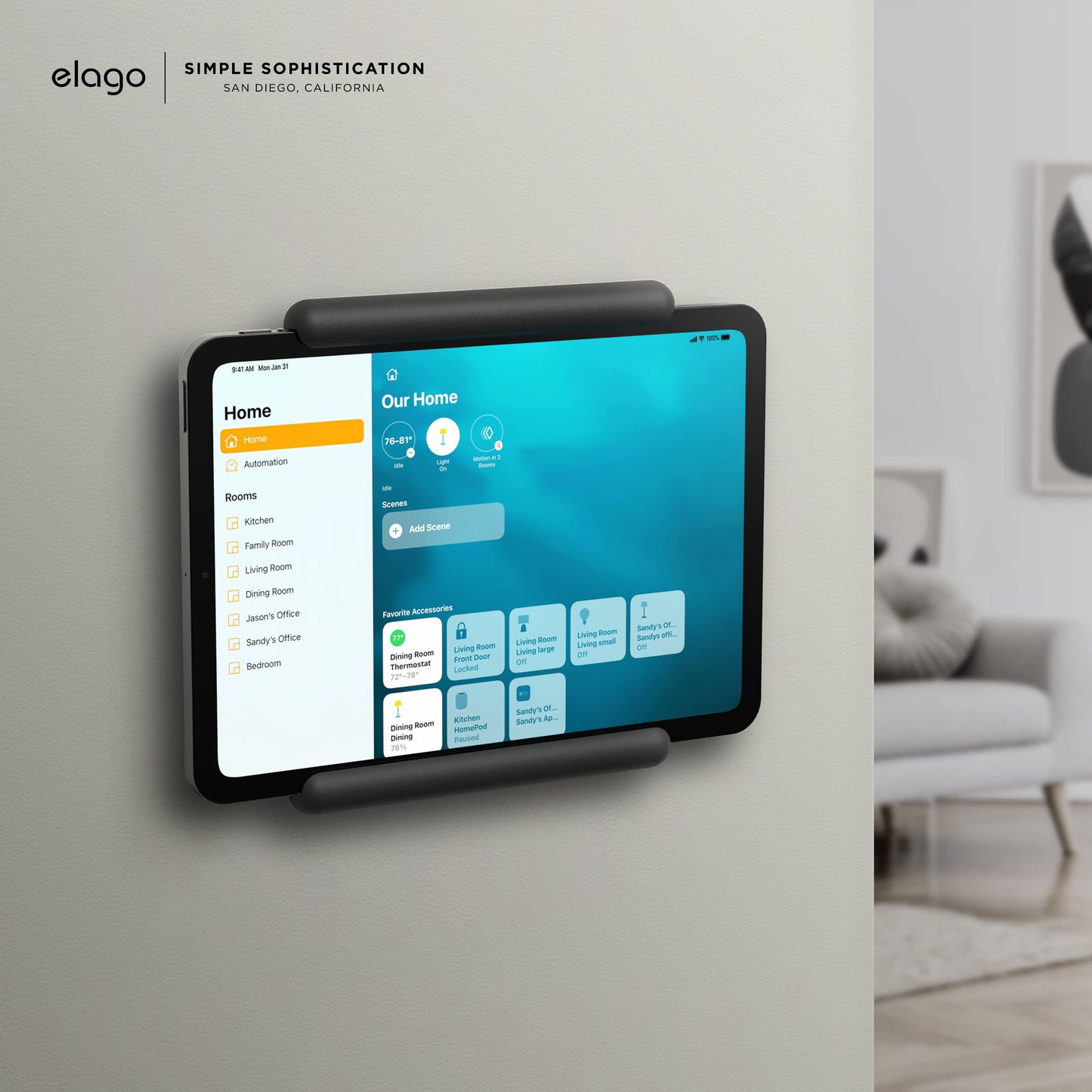 elago Home Hub Mount Designed for iPad Wall Mount - Tablet Wall Mount Compatible with iPad, iPad Mini, iPad Air, iPad Pro, Galaxy Tab and Most Tablets - Easy Installation, Cable Management (Black) Black