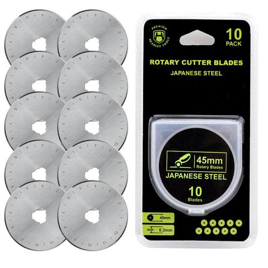 45 mm Rotary Cutter Blade (Pack of 10) Fits Olfa Rotary Cutter, Fiskars Rotary Cutter,Turecut Rotary Cutter,Sewing Accessories,Quilting Ruler,Quilting Accessories 45mm