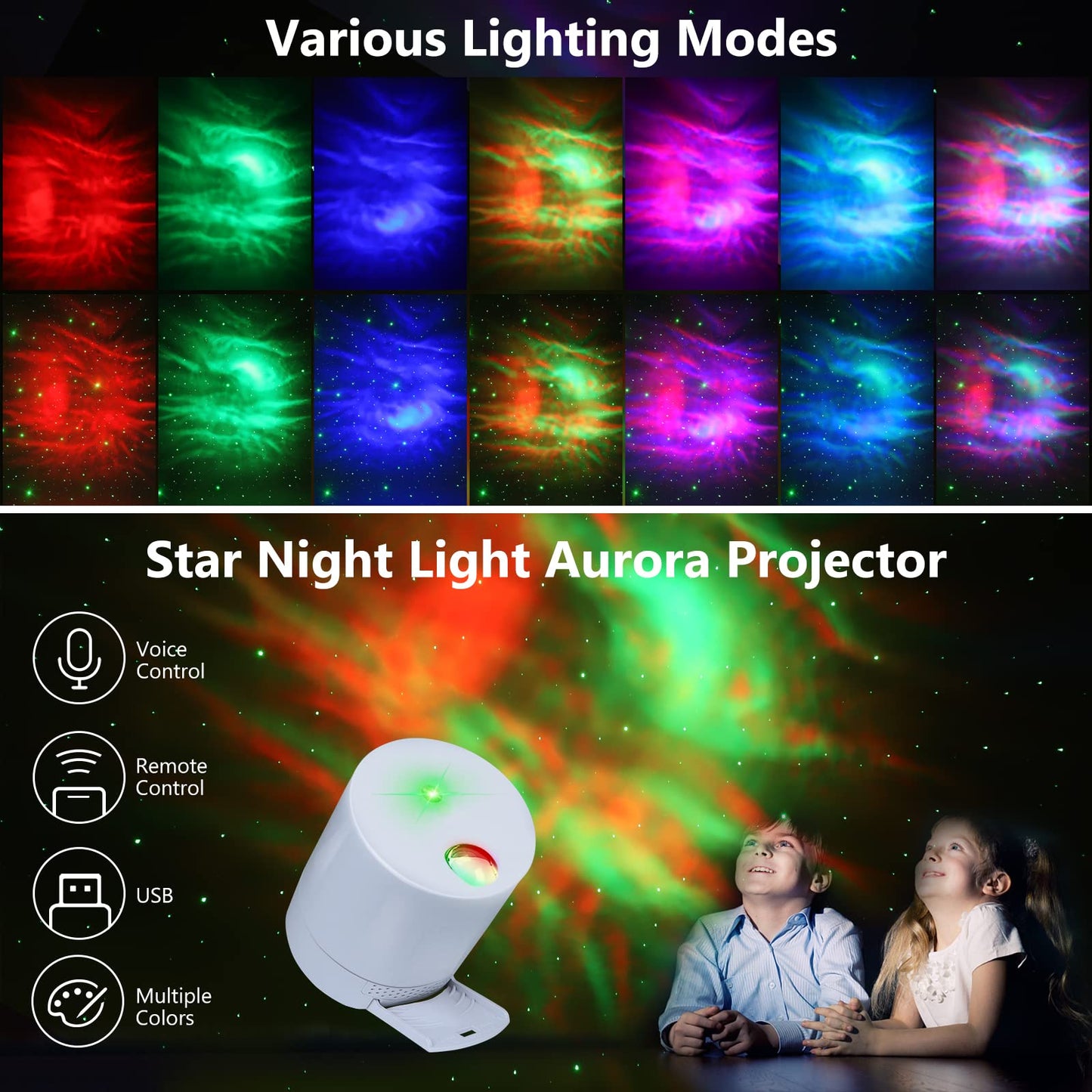 CAIYUE Star Projector Galaxy Projector, Exquisite Nebula Night Light Projector, Ocean Wave Galaxy Light with Remote Control,with Adjustable Speed and Brightness,for Kids, Adults, Bedroom,Party White