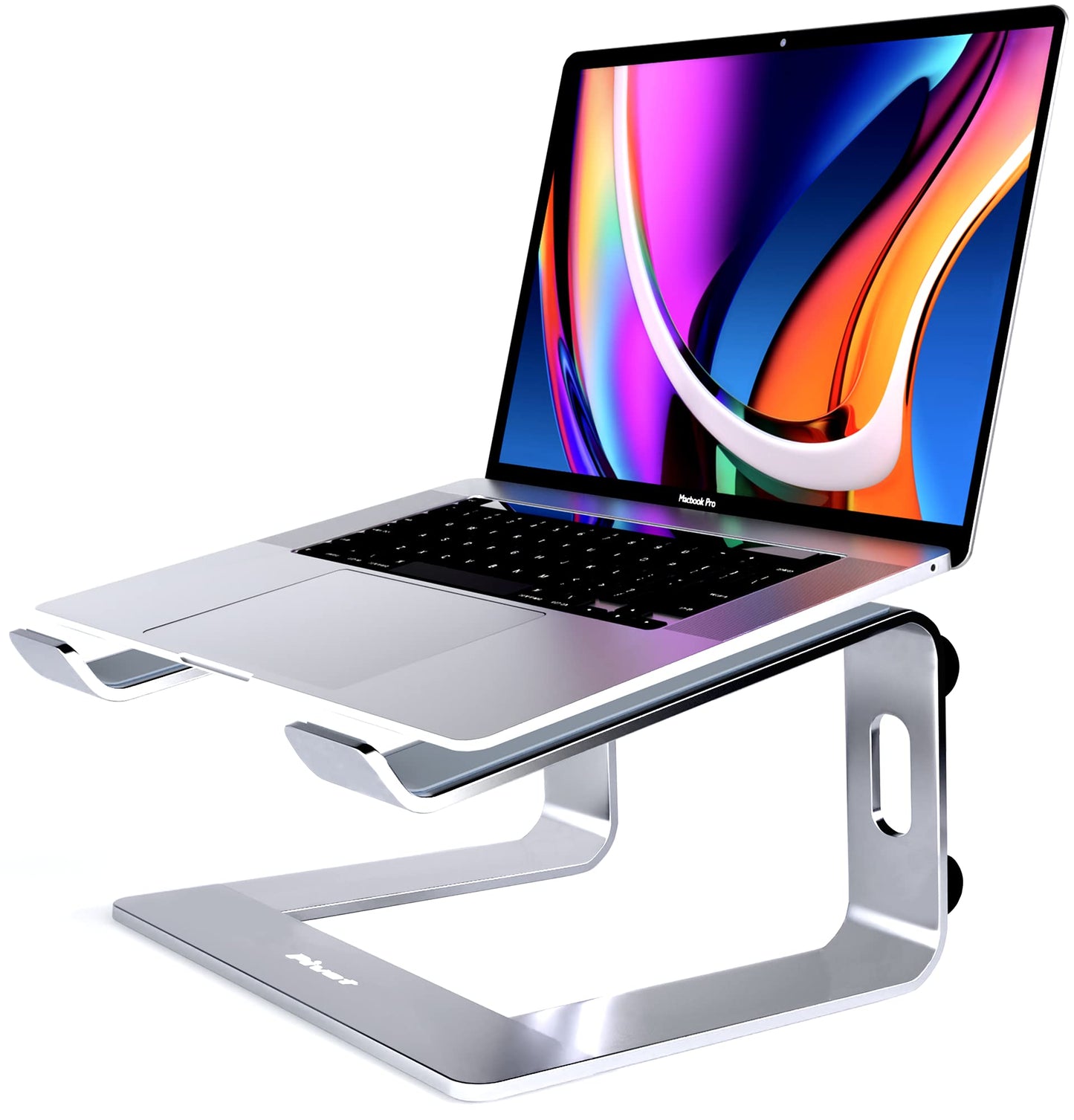 Laptop Stand for Desk, Computer Stand for Laptop, Laptop Riser - Apple Macbook Stand, Dell, HP, Macbook Pro Air - Grip Pads and Cable Management - Fits all 10-17inch Laptops - Silver