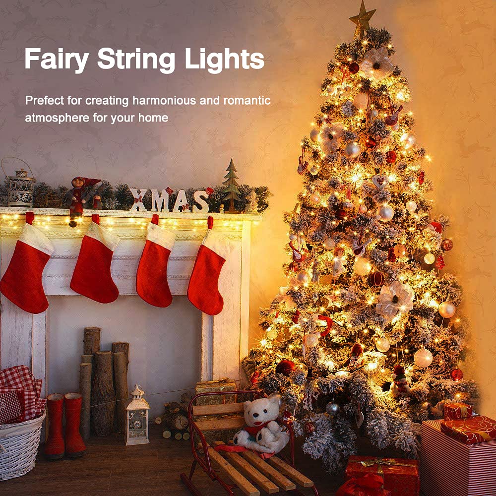 Fairy Lights, 12M 120 LEDs String Lights, USB Plug in Powered IP65 Waterproof Firefly Lights for Party, Bedroom, Wedding, Halloween New Year, Indoor, Outdoor, Christmas, Tree Decoration-Warm White