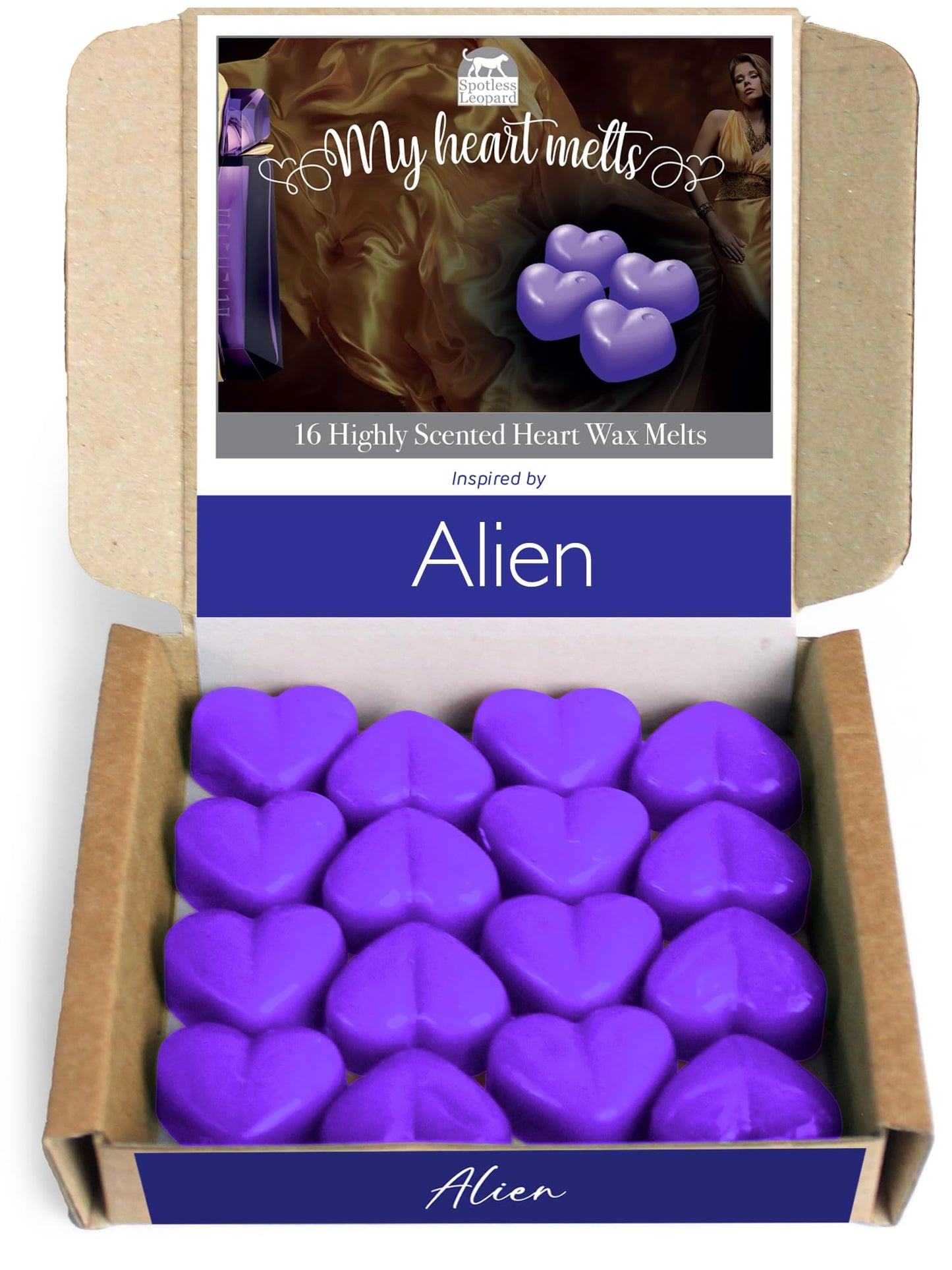 Alien Wax Melts - 16 x 5g Heart Shaped Soy Wax Melts Vegan and Pet Friendly on a Presentation Gift Box Alien Scented