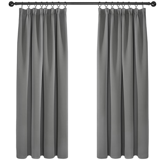 Deconovo Grey Blackout Curtains Thermal Curtains Super Soft Pencil Pleat Blackout Curtains Bedroom 46 x 54 Drop Inch Light Grey Two Panels W46 x L54