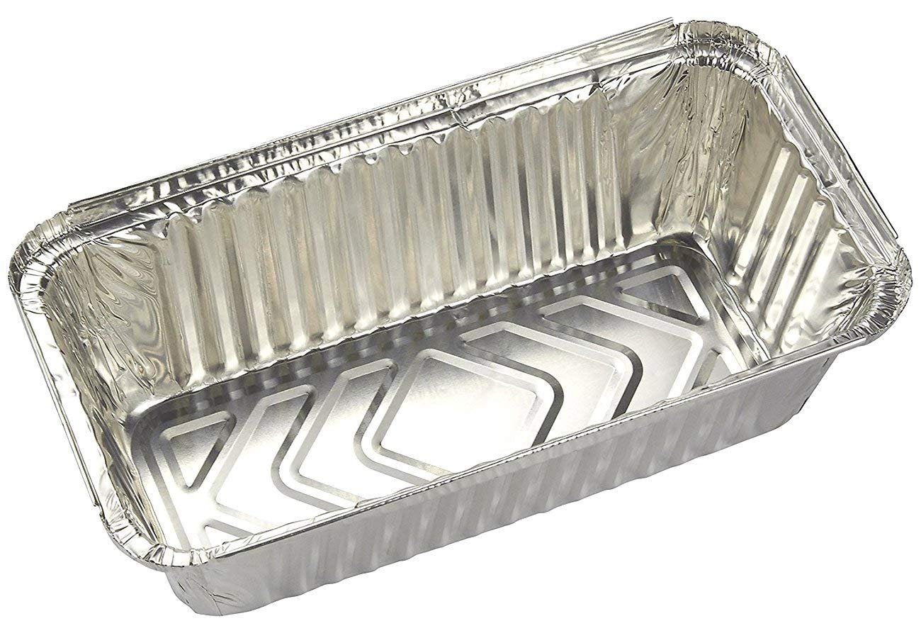 Zuvo 50 Large Aluminium Disposable Reusable Foil Food Container with Lids, 600 milliliters 20 x 11.5 x 5.5 cm