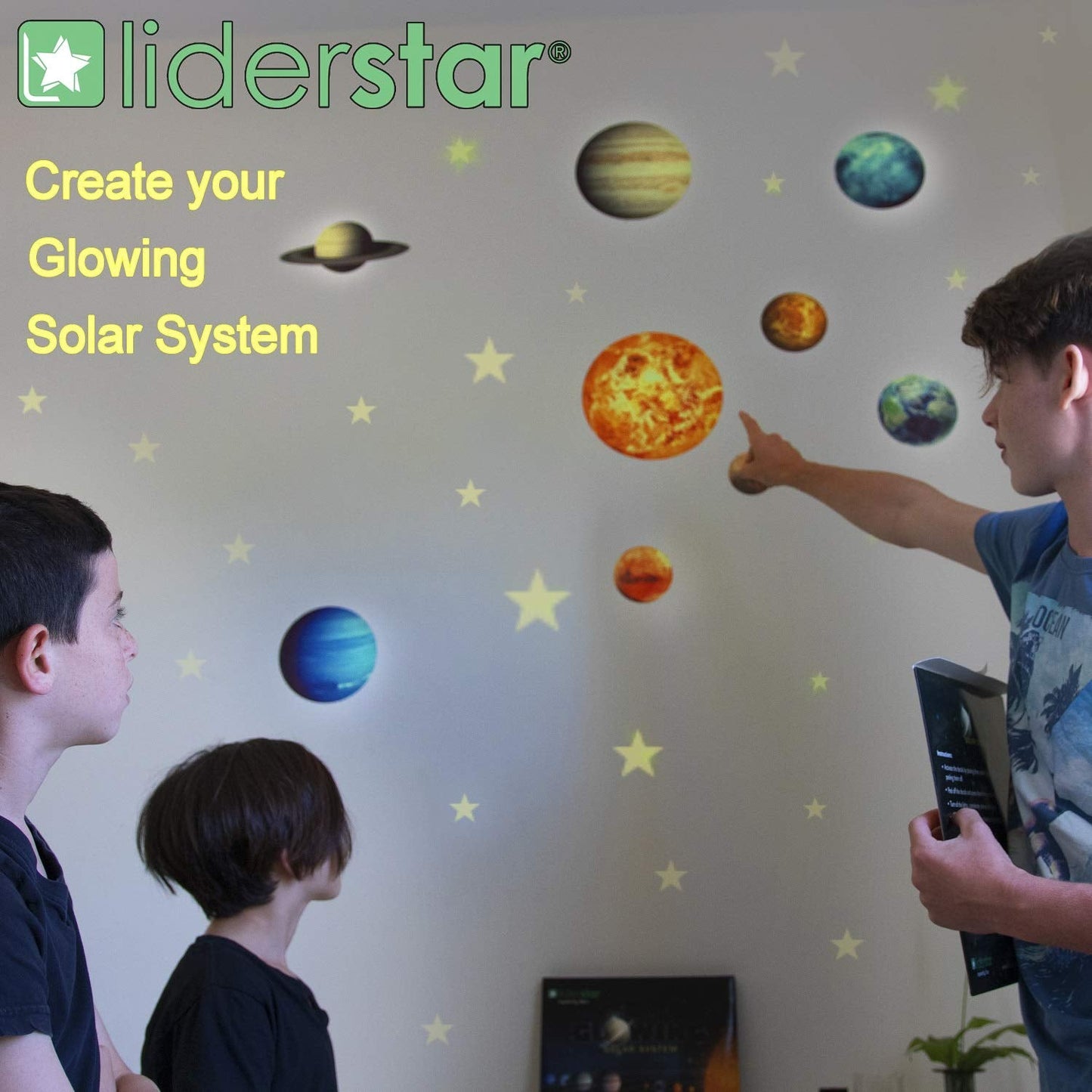 Glow in The Dark Stars and Planets, Bright Solar System Wall Stickers - Glowing Ceiling Decals for Kids Bedroom or Any Room, Shining Space Decoration,Birthday Gift for Boys and Girls