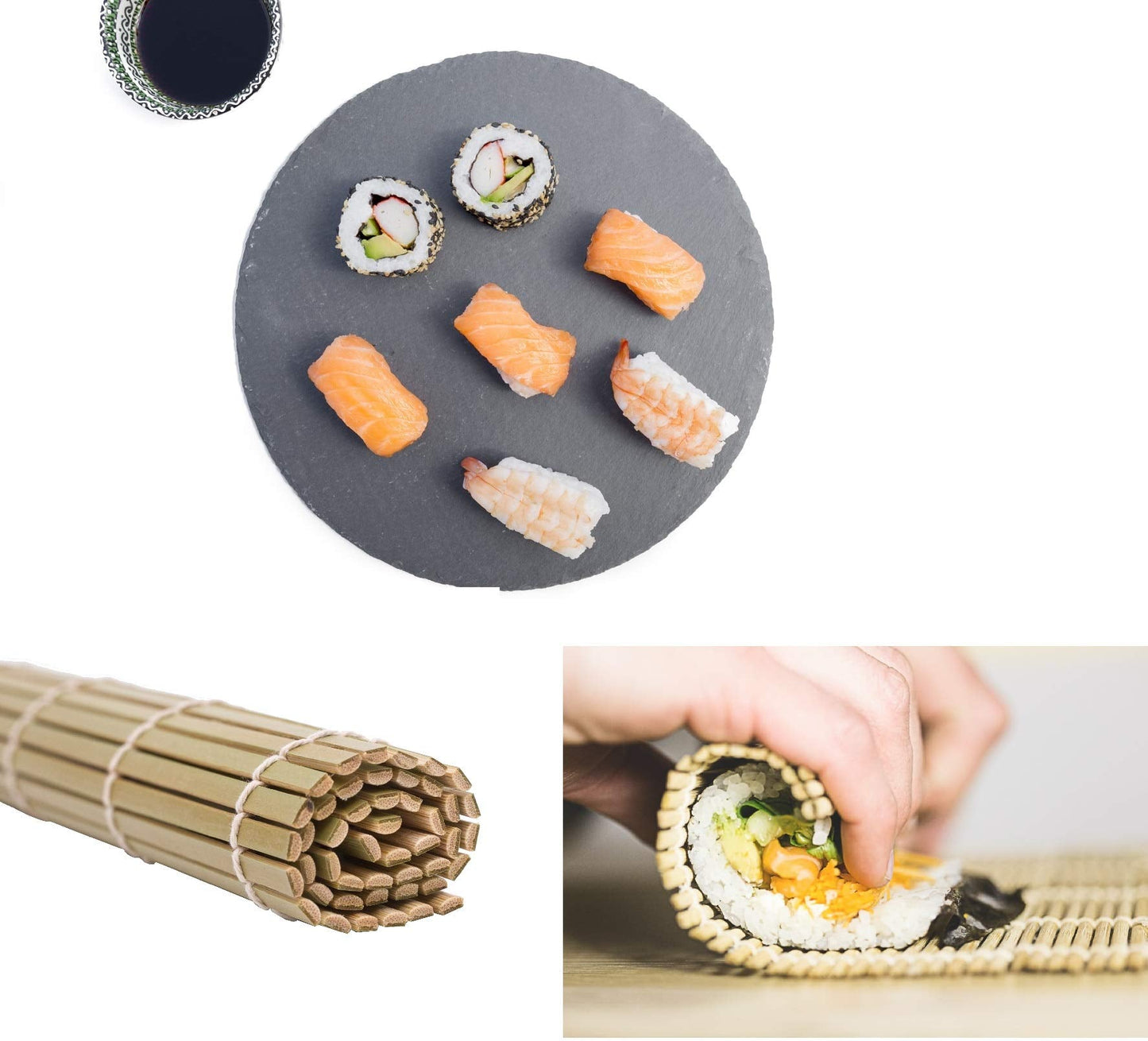 EXZACT Sushi Rolling Mat 4pcs Sushi Maker Kit - 2 x Sushi Rolling Mats, 1 x Rice Paddle, 1 x Rice Spreader - Suitable Beginner and Experienced