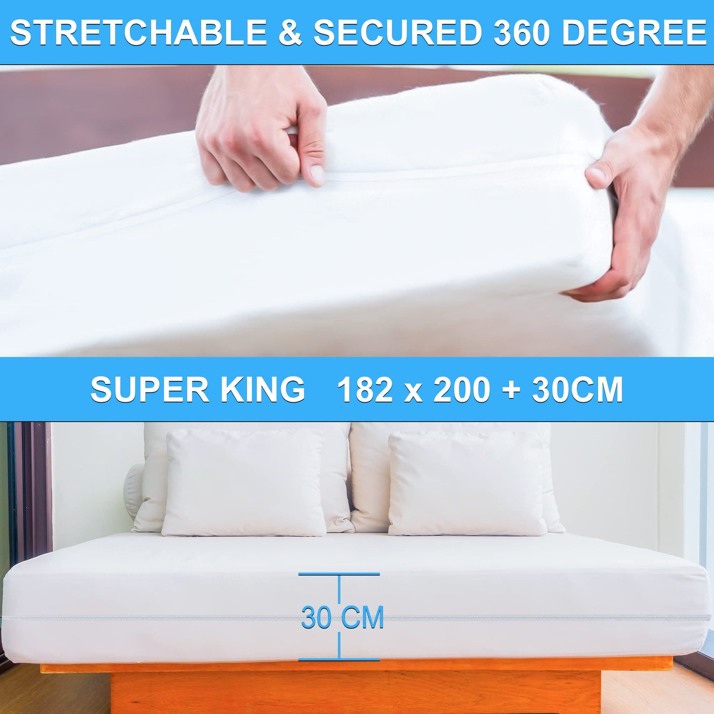 Zipper Anti allergy Bed bug waterproof Mattress Total Encasement Protector cover (Double) Double