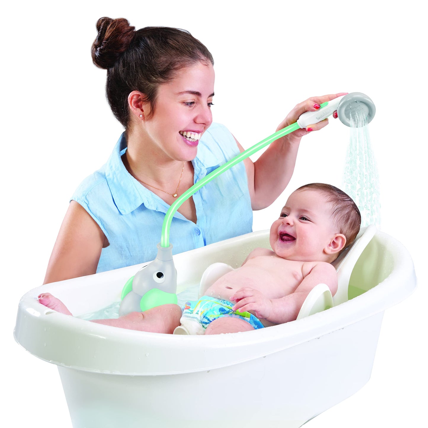 Elephant Baby Bath Shower Head by Yookidoo - A Water Pump & Trunk Spout for Tub & Sink - for Newborns, Infants & Toddlers (Turquoise) Turquoise