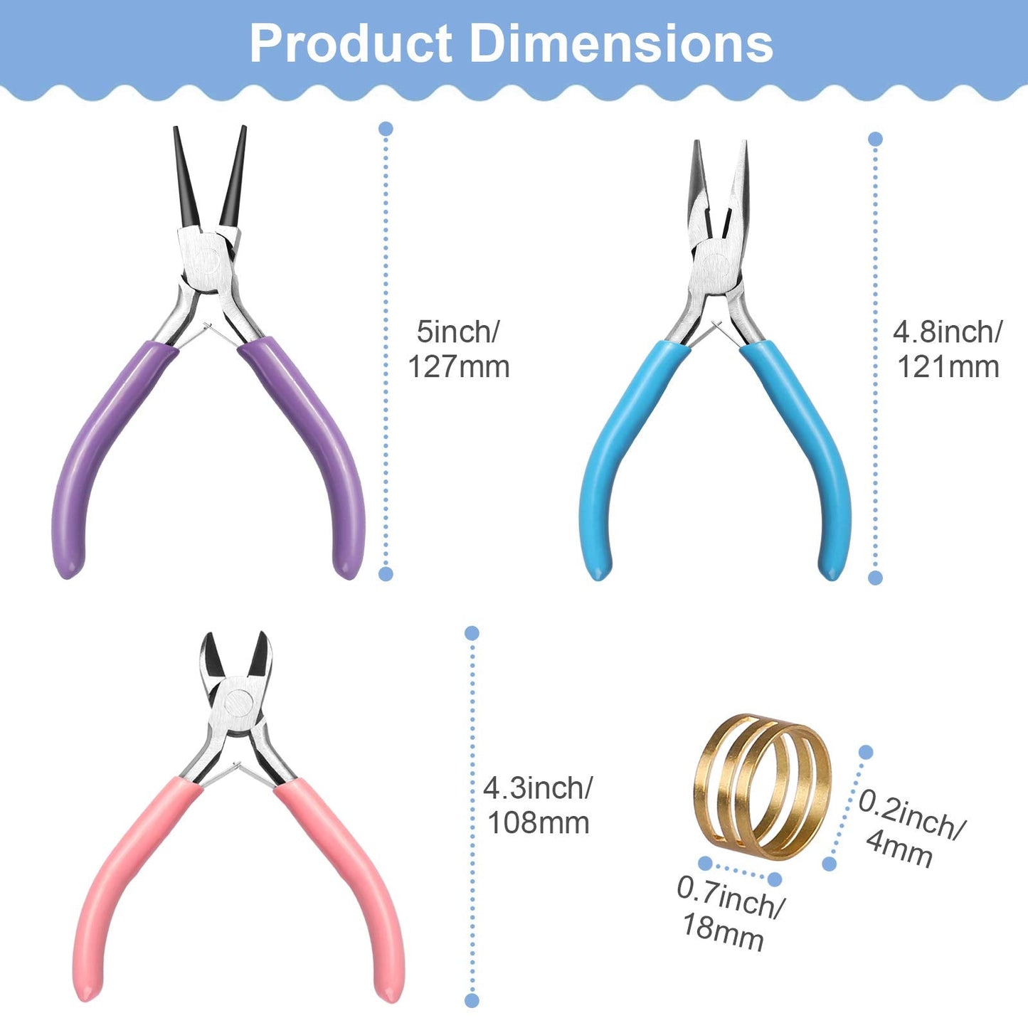 Jewellery Pliers - Reastar 3 PCS Pliers for Jewellery Making, Jewellery Making Tools with Jump Ring Opener - for Jewelry Beading Cutting Wrapping and DIY Craft Supplies