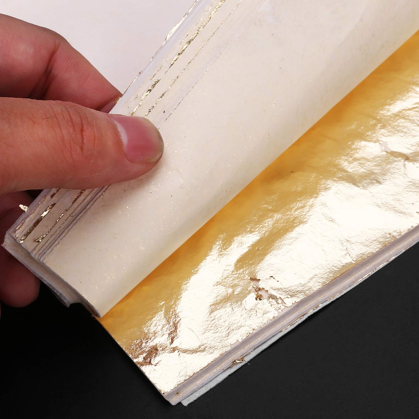 100 Sheets 16x16cm Gold Leaf Sheets Gold Leaf Silver Leaf Rose Gold Leaf Foil Paper for Gilding Crafting DIY Arts Project Crafting Decoration Cake Decorating Makeup Health Spa Art Craft Work (Gold)