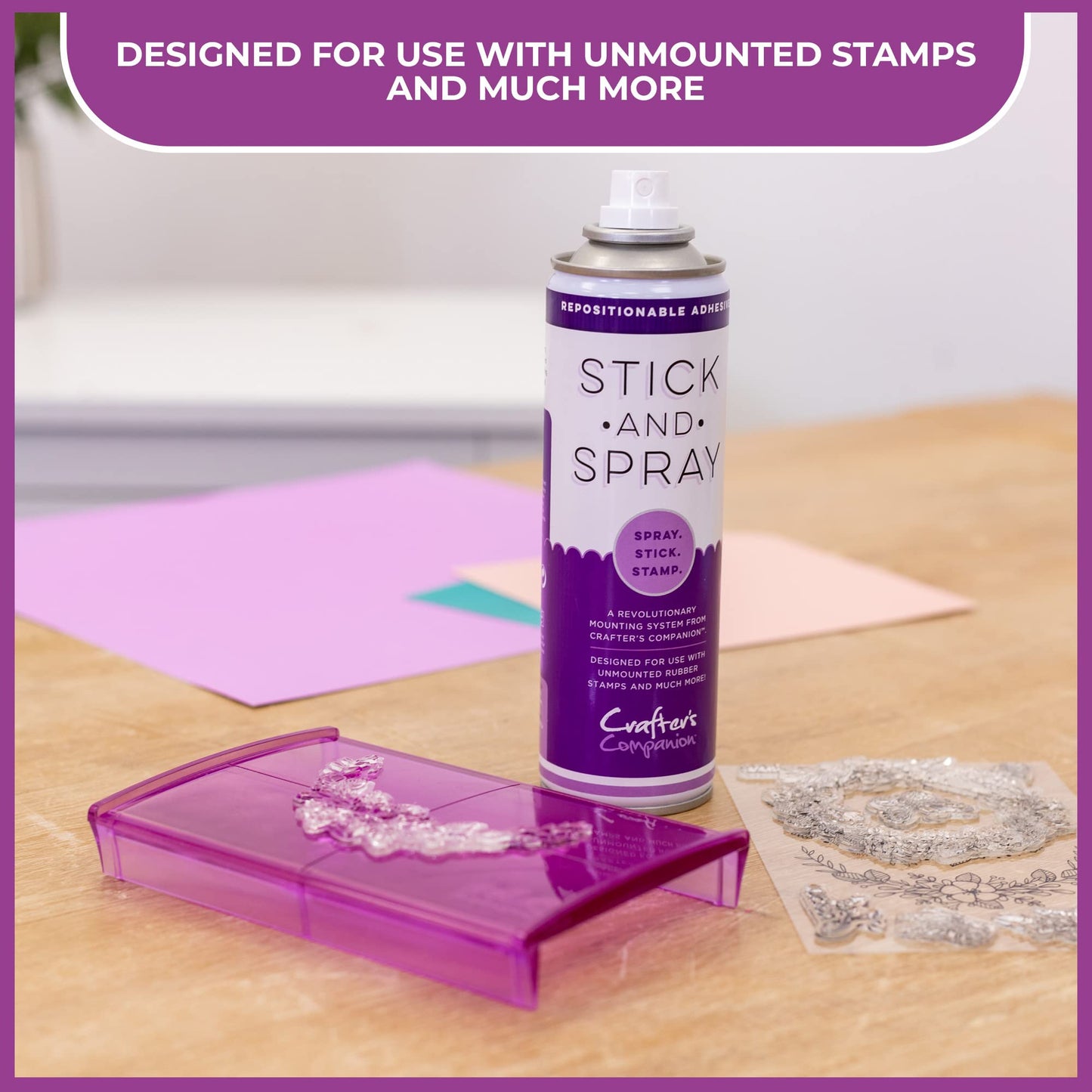 Crafter's STK-SPR Companion Stick & Spray - Unmounted Stamp Adhesive, Purple- package may vary