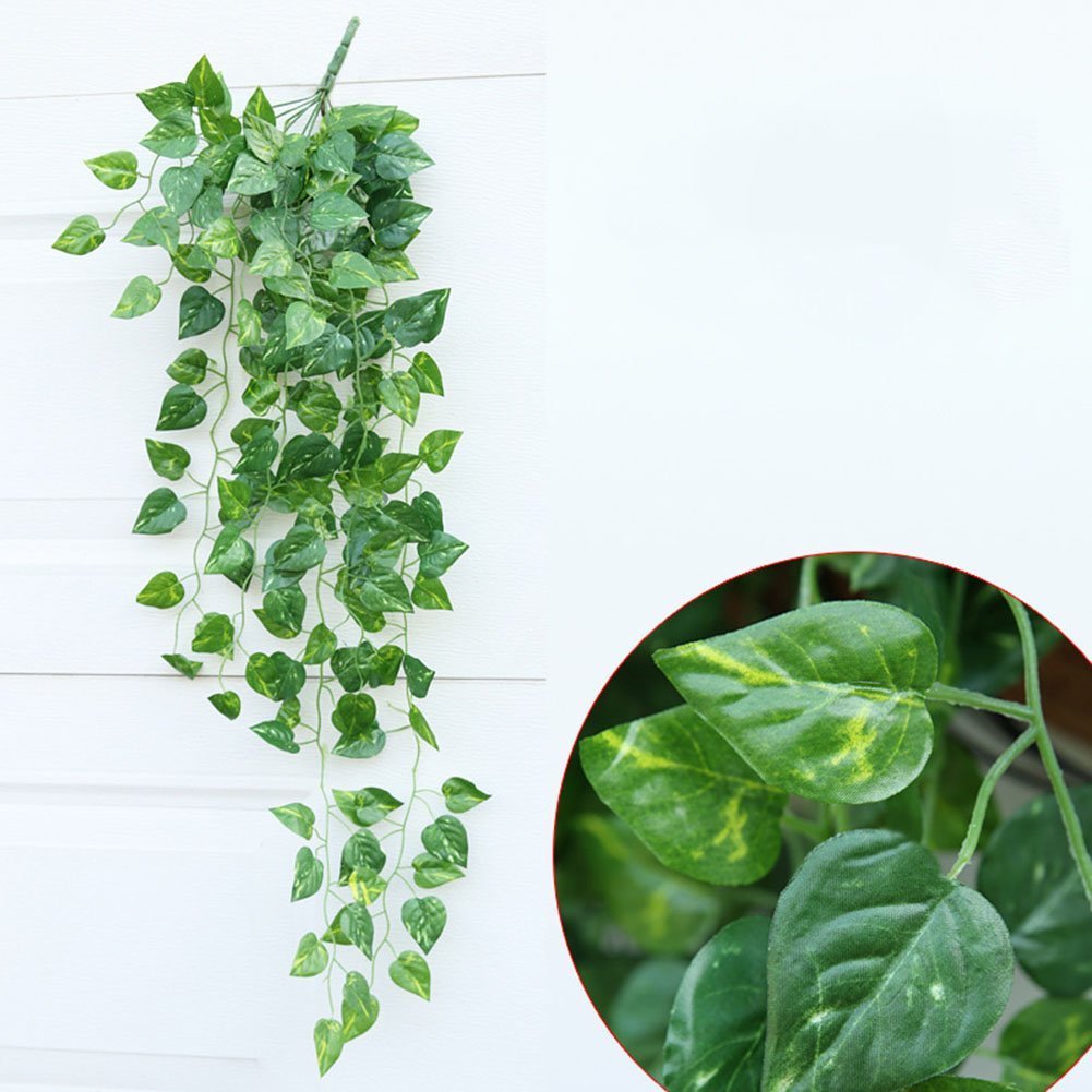 84 feet Fake Foliage Garland Leaves Decoration Artificial Greenery Ivy Vine Plants for Home Decor Indoor Outdoors (Scindapsus Leaves/12 Strands) Scindapsus Leaves/12 Strands