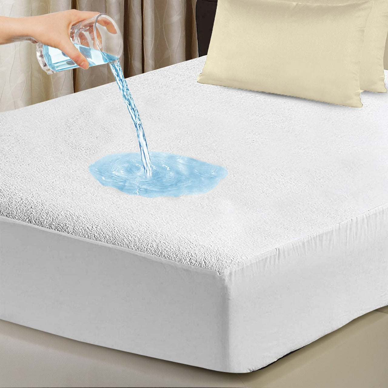 ECOBIZ Cotton Single Waterproof Mattress Protector Single Bed Mattress Protector Non Noisy-Super Absorbent-Anti Allergy Waterproof Single Mattress Protector Waterproof Single Waterproof Sheet Fitted