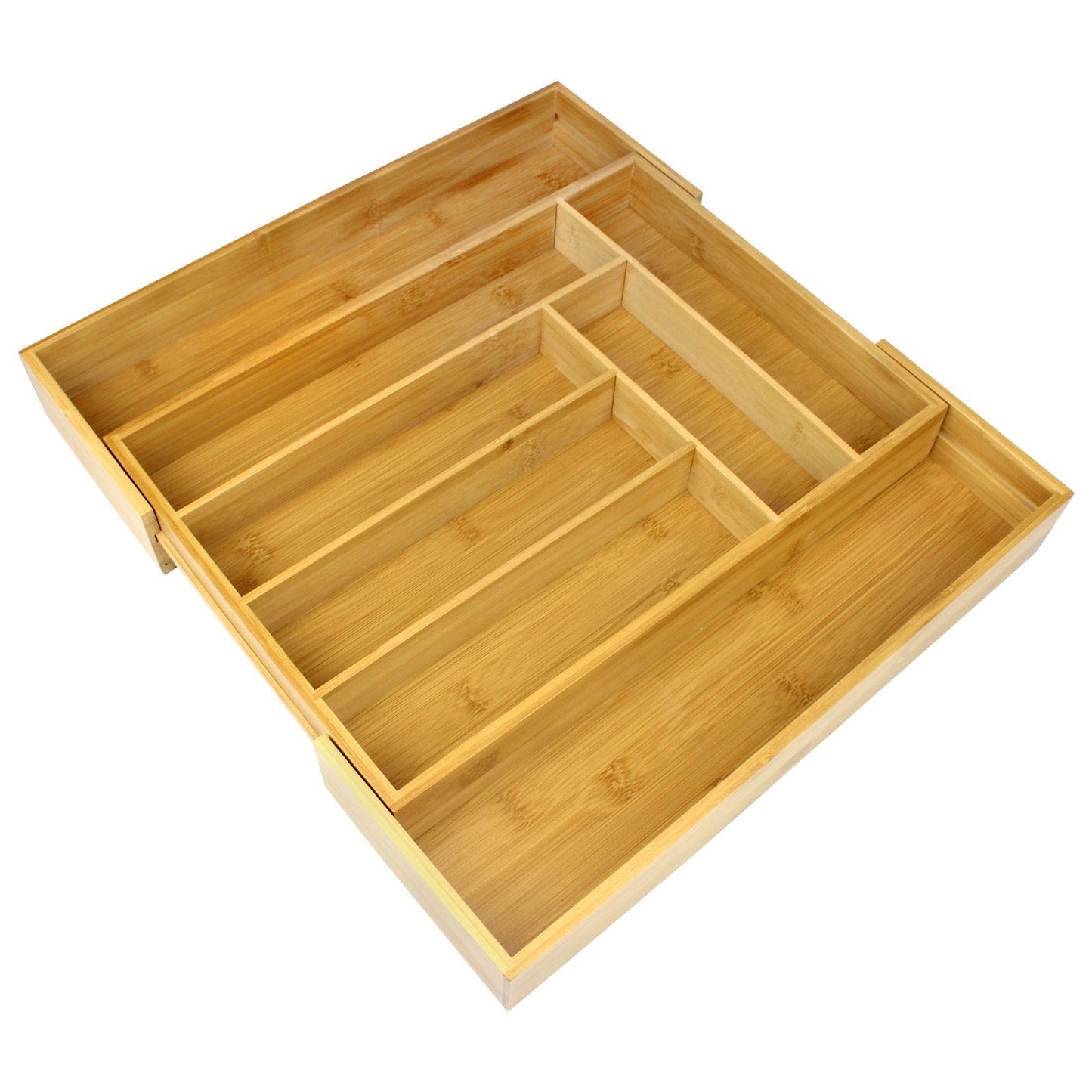 Bamboo Extending Cutlery Drawer | 6-8 Adjustable Compartments | Naturally Durable & Water Resistant Tray | Wooden Kitchen Organiser | M&W