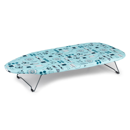 Beldray LA023735SEW Tabletop Ironing Board - Suitable for Left and Right-Handed Users, 73 x 31cm ,100% Cotton Cover, Sew Print, Lightweight, Easily Foldable Legs, Perfect for Travel & Small Spaces