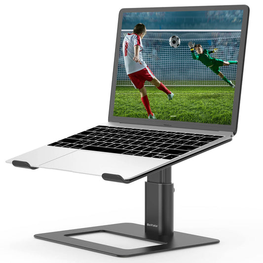 BoYata Laptop Stand, Height adjustable Ventilated Laptop Holder, Notebook Stand Compatible with 10-17'' MacBook Pro/Air, Dell, HP, Samsung, Acer Black