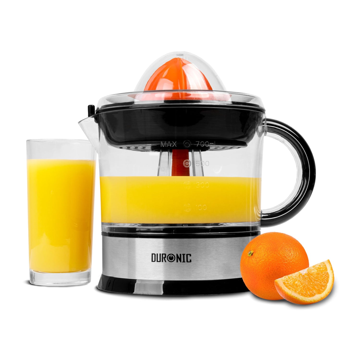 Duronic Electric Citrus Juicer JE407 40W 700ml Capacity | 2 Interchangeable Cones and Adjustable Pulp Filter Ideal for Fresh Citrus Juice Oranges Lemons Lime Squeezer Juice Machine JE407 40 Watt