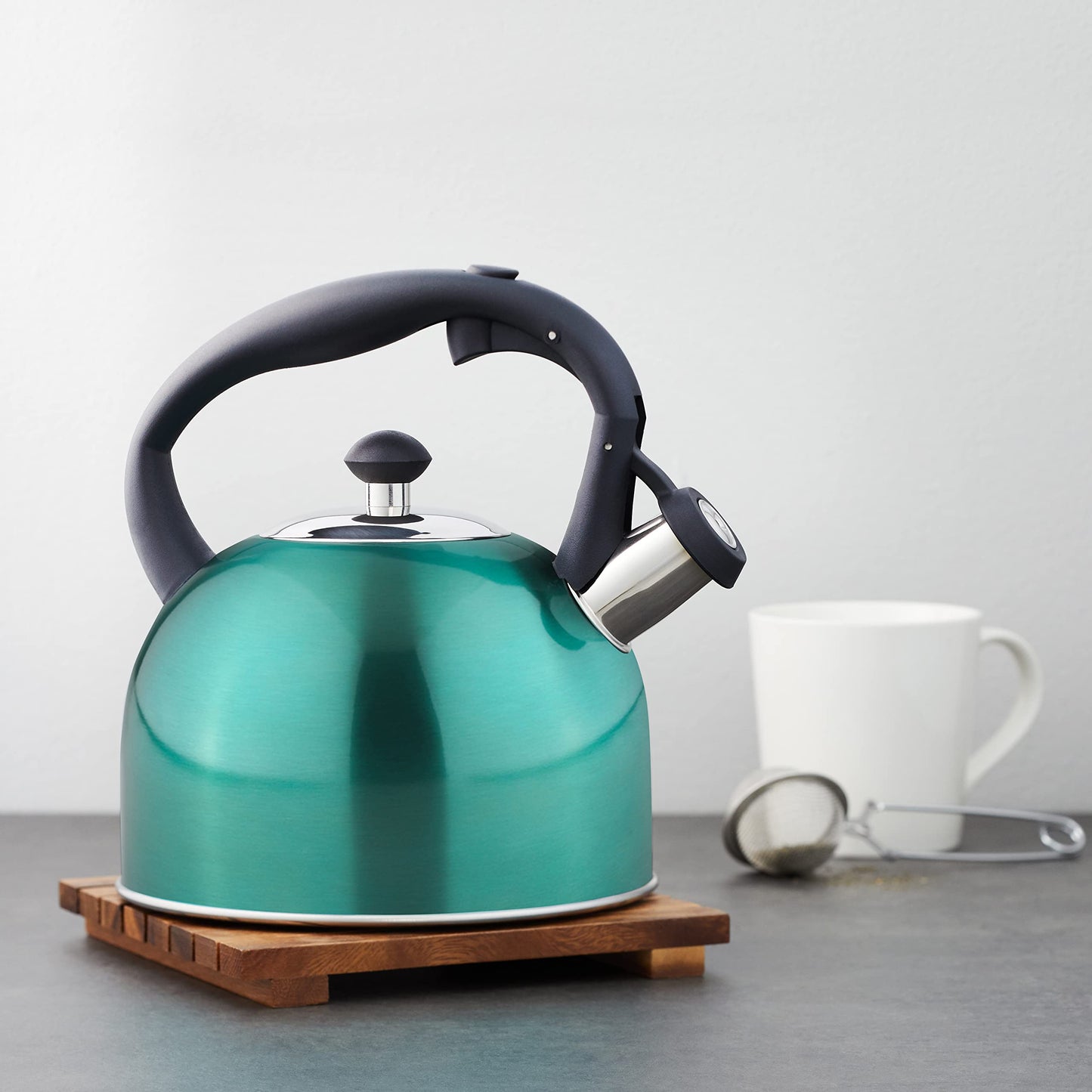 Amazon Basics Stainless Steel Kettle, 2.3 Litres, Teal