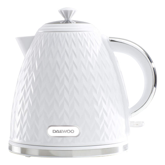 Daewoo SDA1780 Argyle Collection, 1.7L, Electric Kettle With Removable Lid and Filter For An Easy Clean, Auto Shut Off And Power Indicator For Safety, White