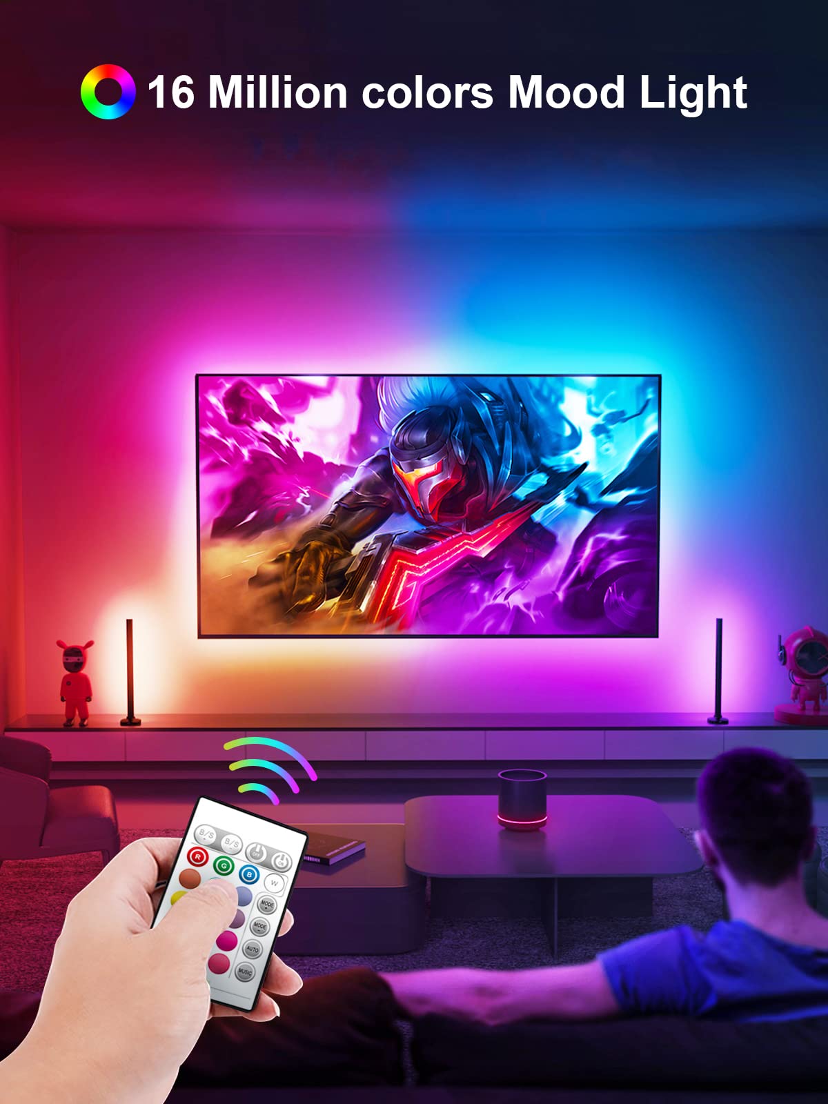 KANTUTOE TV LED Lights, 3m LED Lights for 32-45 Inch TV, RGB LED TV Backlights with Remote, Music Sync Bluetooth APP Control TV LED Strip Lights USB Powered for Bedroom 3M for 32"-45" TV