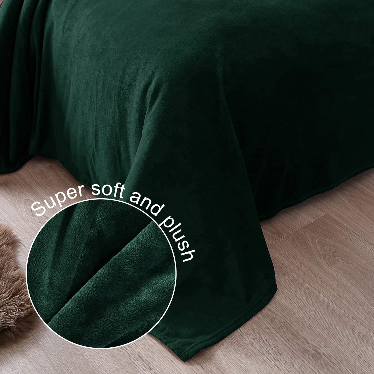 Exclusivo Mezcla Queen Size Blanket, 230 x 230 CM Fleece Velvet Plush Bed Blanket, Soft, Lightweight, Warm and Cozy Blanket as Bedspread, Coverlet, Bed Cover, Forest Green Blanket Queen (230 x 230 CM)