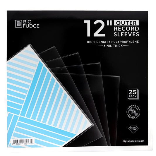 BIG FUDGE 50x Vinyl Record Outer Sleeves 12" LP | Durable & Wrinkle-Free | Crystal Clear & Made from High-Density Polypropylene | 3 mil Thick, 12.75” x 12.75” 12 inches 100