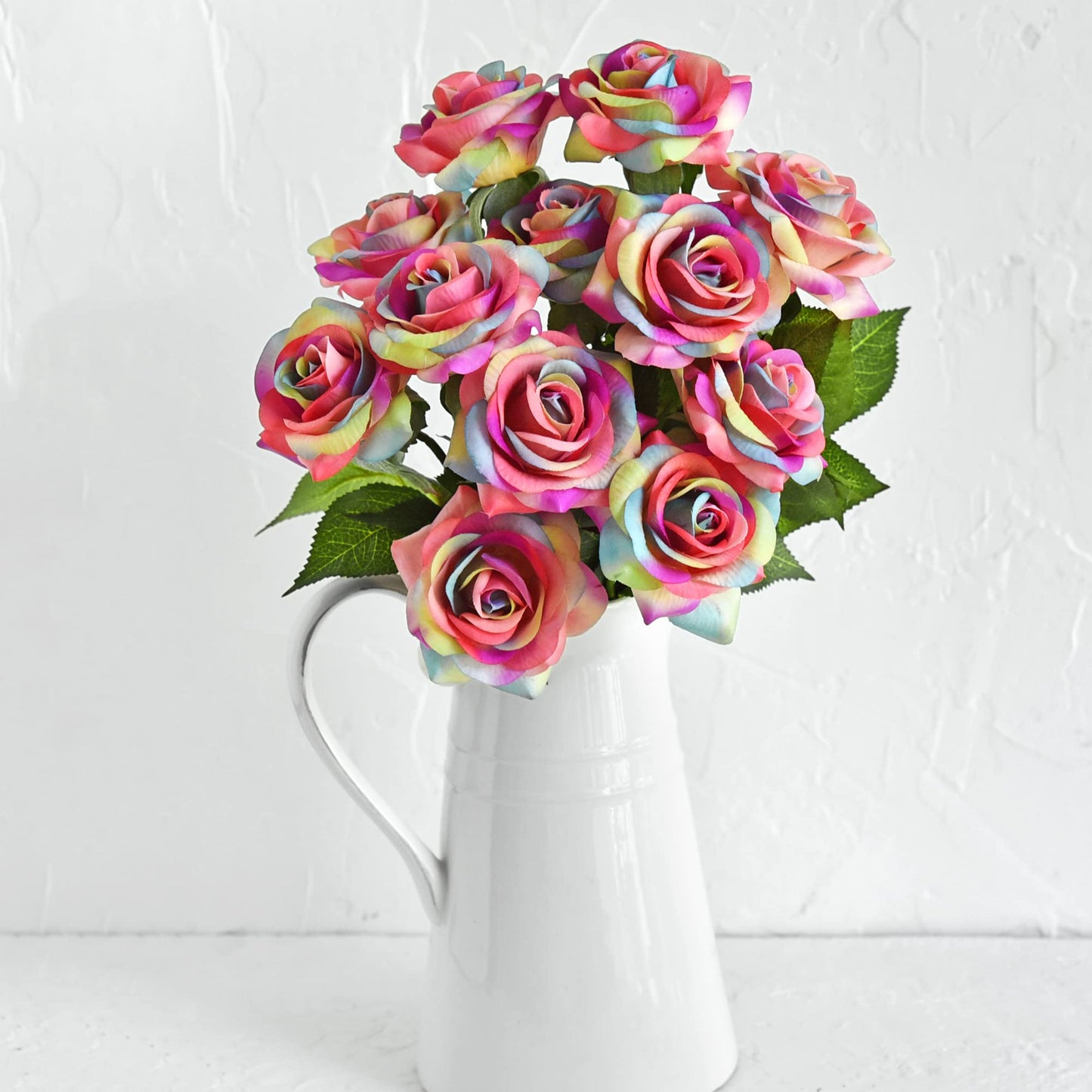 FiveSeasonStuff 10 Stems Real Touch Roses Artificial Flower Silk Roses ‘Petals Feel and Look like Fresh Roses' Bouquet of Flowers Floral Arrangements (Rainbow #17) #17 Rainbow