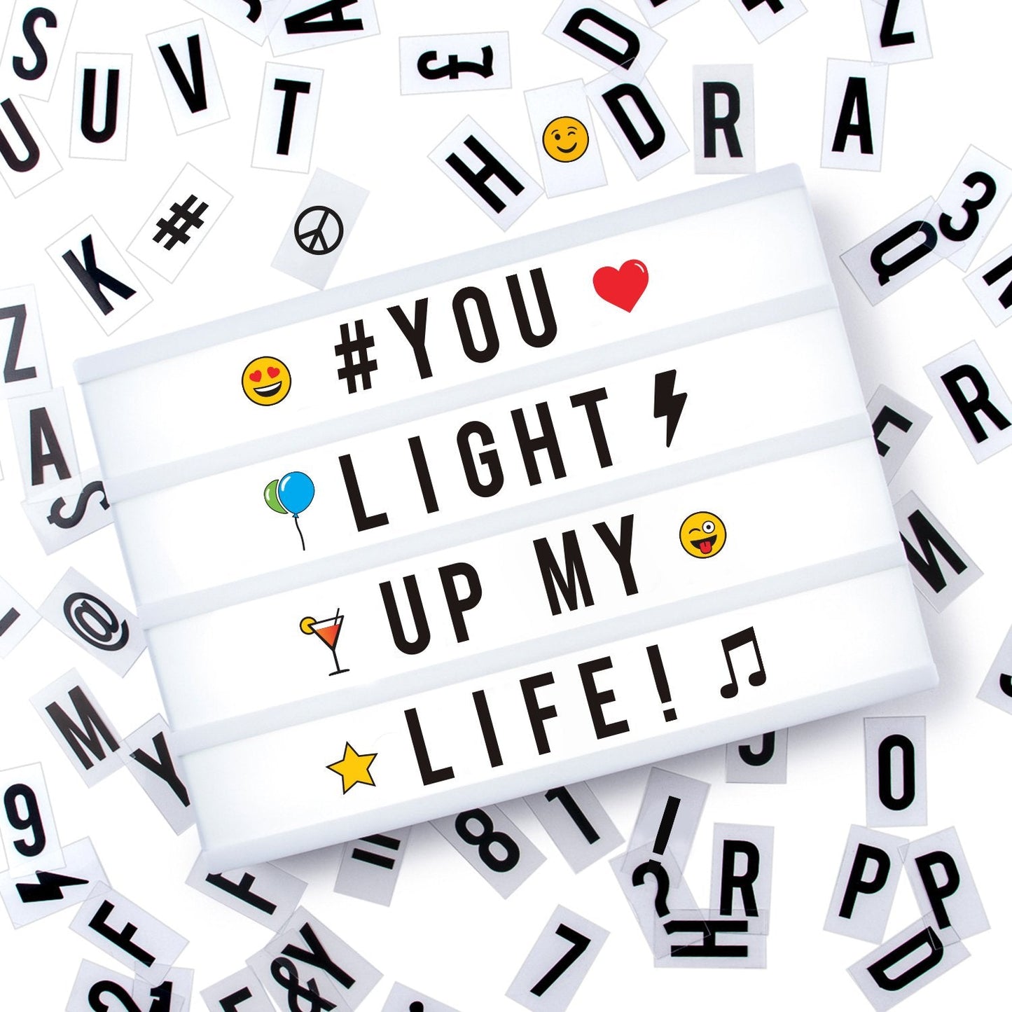 Cosi Home A3 Cinematic Light Box with 120 Letters, Emoji, Smilies and Symbols - Personalise Your own Message - Battery and USB Power