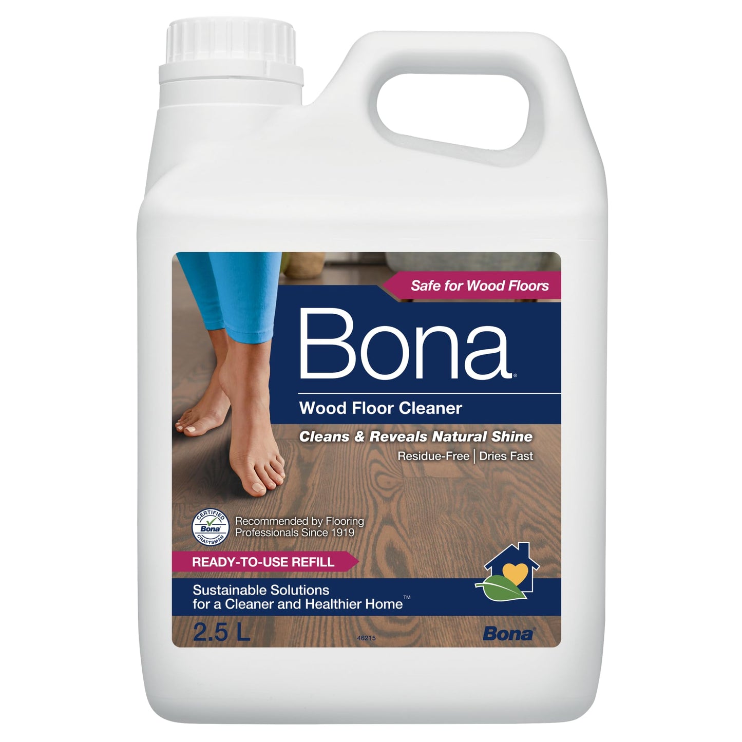 Bona Wood Floor Cleaner Refill - for use with Bona Spray Mop Kit, 2.5l