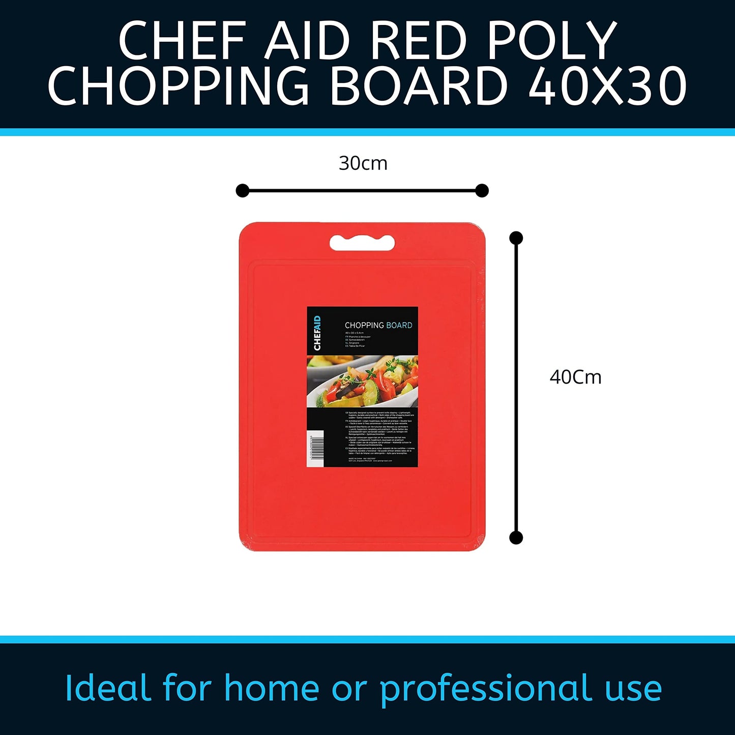 Chef Aid Large Multi-Colour Chopping Board Set, Multipurpose Anti-Slip Surface, Easy to Clean and Dishwasher Safe with Handle, Pack of 4 Cutting Boards Each Measuring 40 x 30cm Multi-pack L