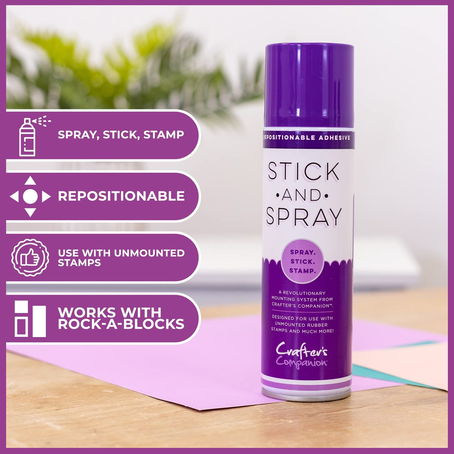 Crafter's STK-SPR Companion Stick & Spray - Unmounted Stamp Adhesive, Purple- package may vary