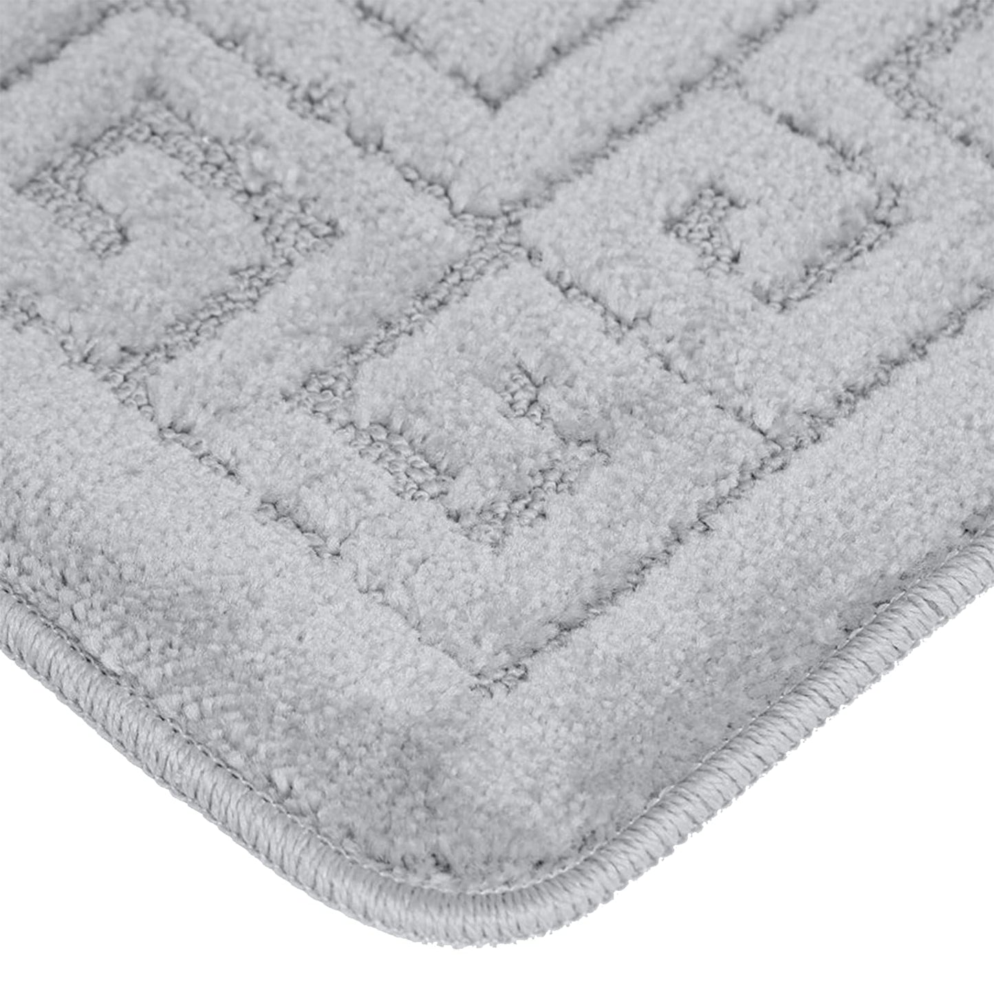 EDS New 2 Piece Bath Mat New Greek Style Set Non-Slip 13 Colours by 247 TRADERS (Silver) Silver