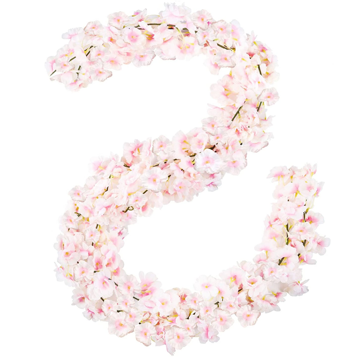 Homcomodar 2 Pack Artificial Silk Cherry Blossom Hanging Vine Garland for Wedding Home Garden Party Decor (Pink) Pink