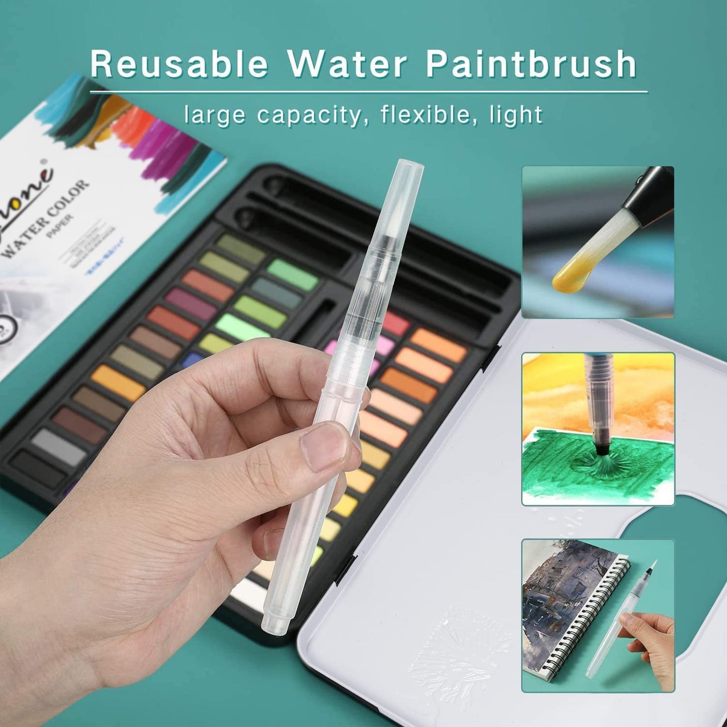 DazSpirit Watercolour Paint Set with Water Colours Paper Pad Versatile, Vibrant, and Portable (48 Colours) 48 colors