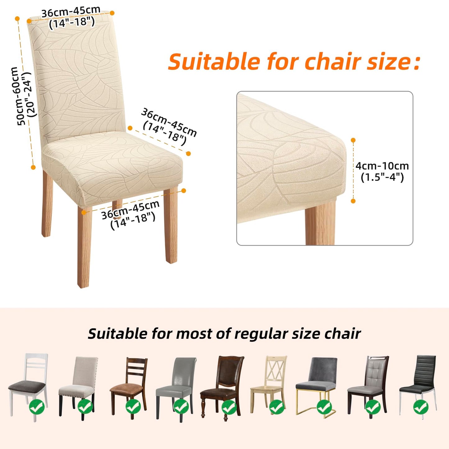 Fuloon Beige Chair Covers Dining Room Chair Protector Slipcovers Set of 6 Stretch Removable Washable Decoration Chair Covers Leaf_beige