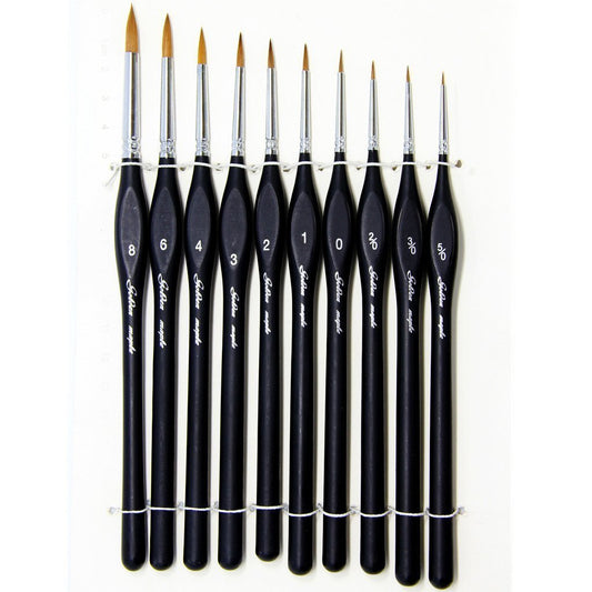 Fine Detail Brushes with Triangular Handles,10 Miniature Brush for Fine Detailing & Art Painting,Acrylic&Nail, Models,Watercolour, Miniatures,Oil, Wargaming figures.(golden maple series） 10PCS