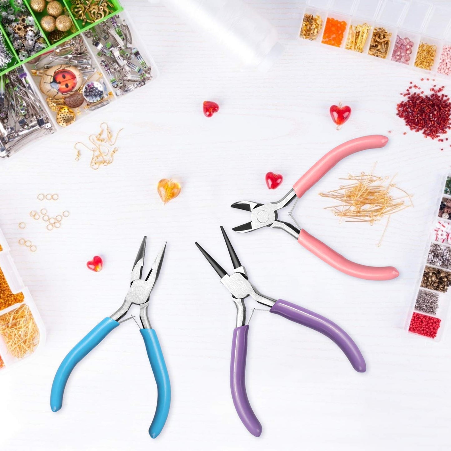 Jewellery Pliers - Reastar 3 PCS Pliers for Jewellery Making, Jewellery Making Tools with Jump Ring Opener - for Jewelry Beading Cutting Wrapping and DIY Craft Supplies