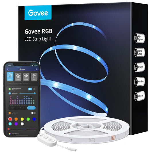 Govee LED Lights 5m, Bluetooth LED Strip Light App Control, 64 Scene Modes and Music Sync, for Bedroom, Party, DIY Home Decoration