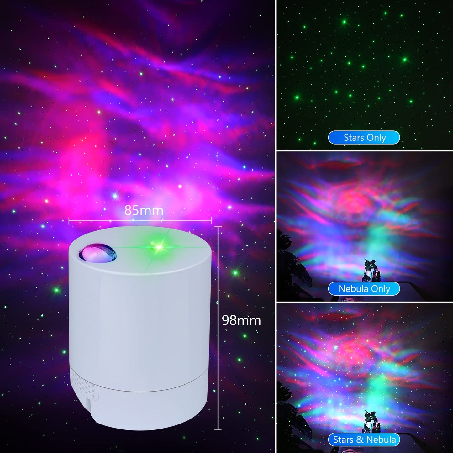 CAIYUE Star Projector Galaxy Projector, Exquisite Nebula Night Light Projector, Ocean Wave Galaxy Light with Remote Control,with Adjustable Speed and Brightness,for Kids, Adults, Bedroom,Party White