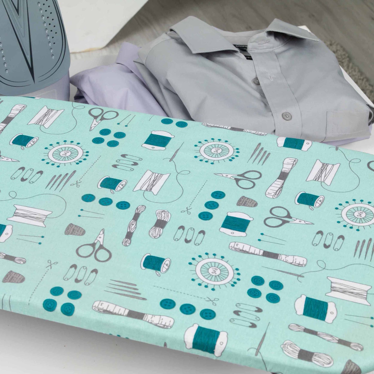 Beldray LA023735SEW Tabletop Ironing Board - Suitable for Left and Right-Handed Users, 73 x 31cm ,100% Cotton Cover, Sew Print, Lightweight, Easily Foldable Legs, Perfect for Travel & Small Spaces