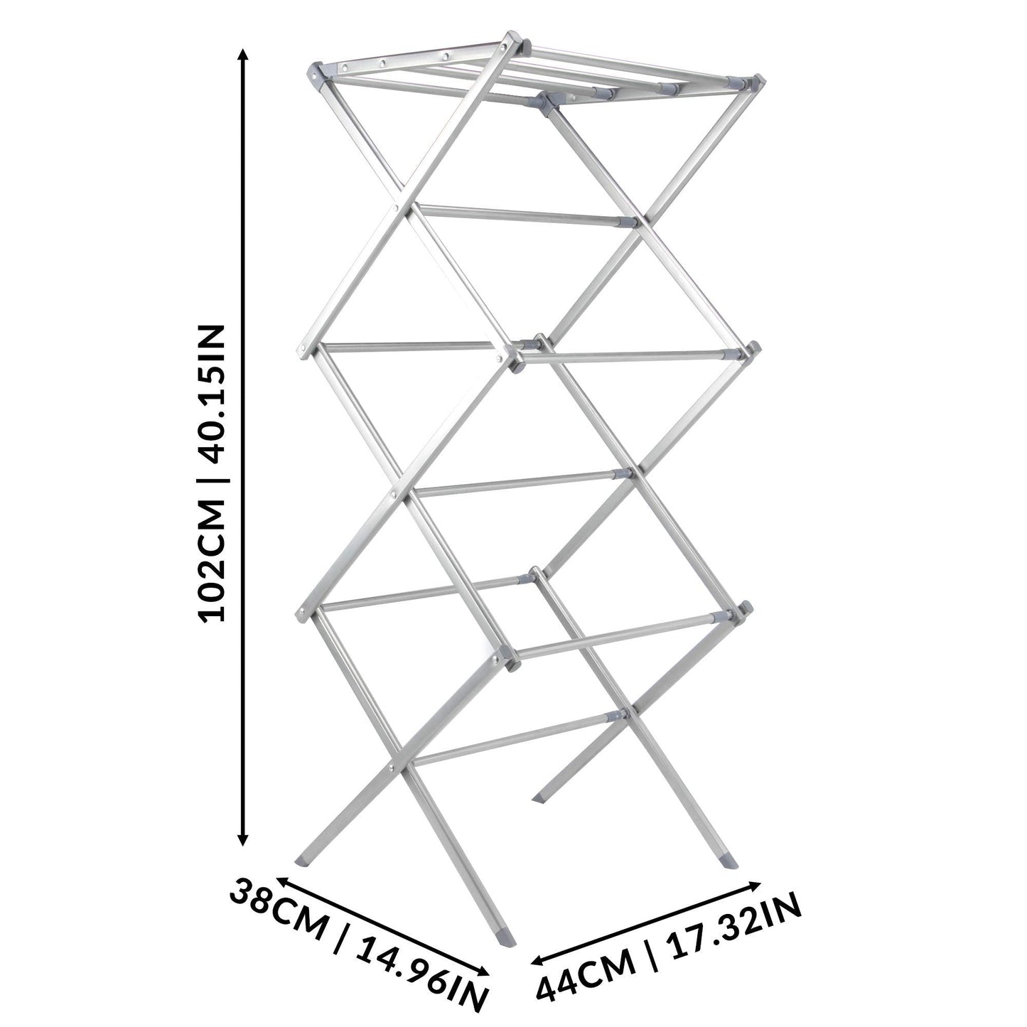 Expandable Folding Clothes Airer | 7.5m Drying Space | Washing Drying Rack | Space Saving 3 Tier Folding Design for Easy Storage | M&W