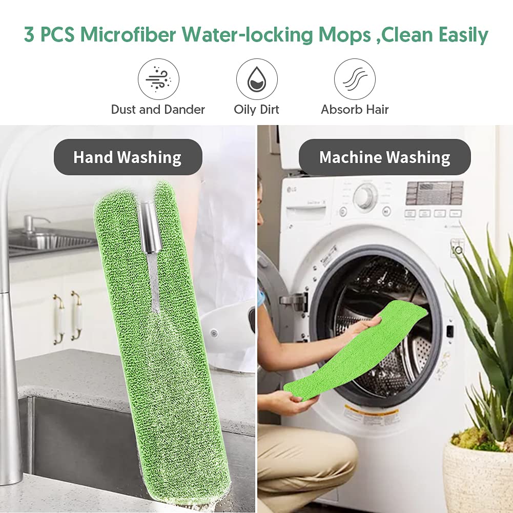 Floor Mop Spray Mops for Floor Cleaning, ILAVCOOL Microfiber Mop Dry Wet Mop Dust Mop with 3 Reusable Mop Pads 550ML Refillable Bottle for Cleaning Laminate, Tile, Wood, Hardwood Floor 1-Spray Mop-3 Mop Pads