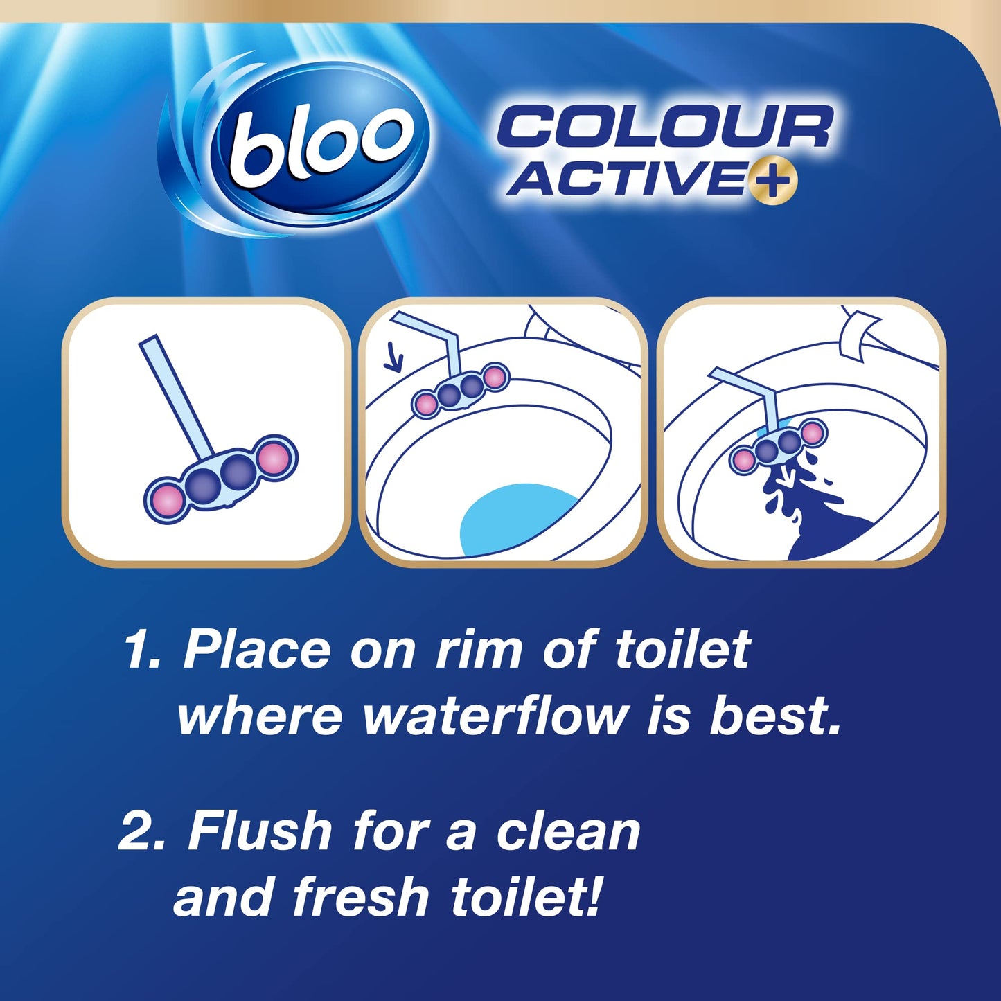 Bloo Colour Active Toilet Rim Block Fresh Flowers with Anti-Limescale, Cleaning Foam, Dirt Protection and Extra Freshness - 2 x 50g 50 g (Pack of 2)