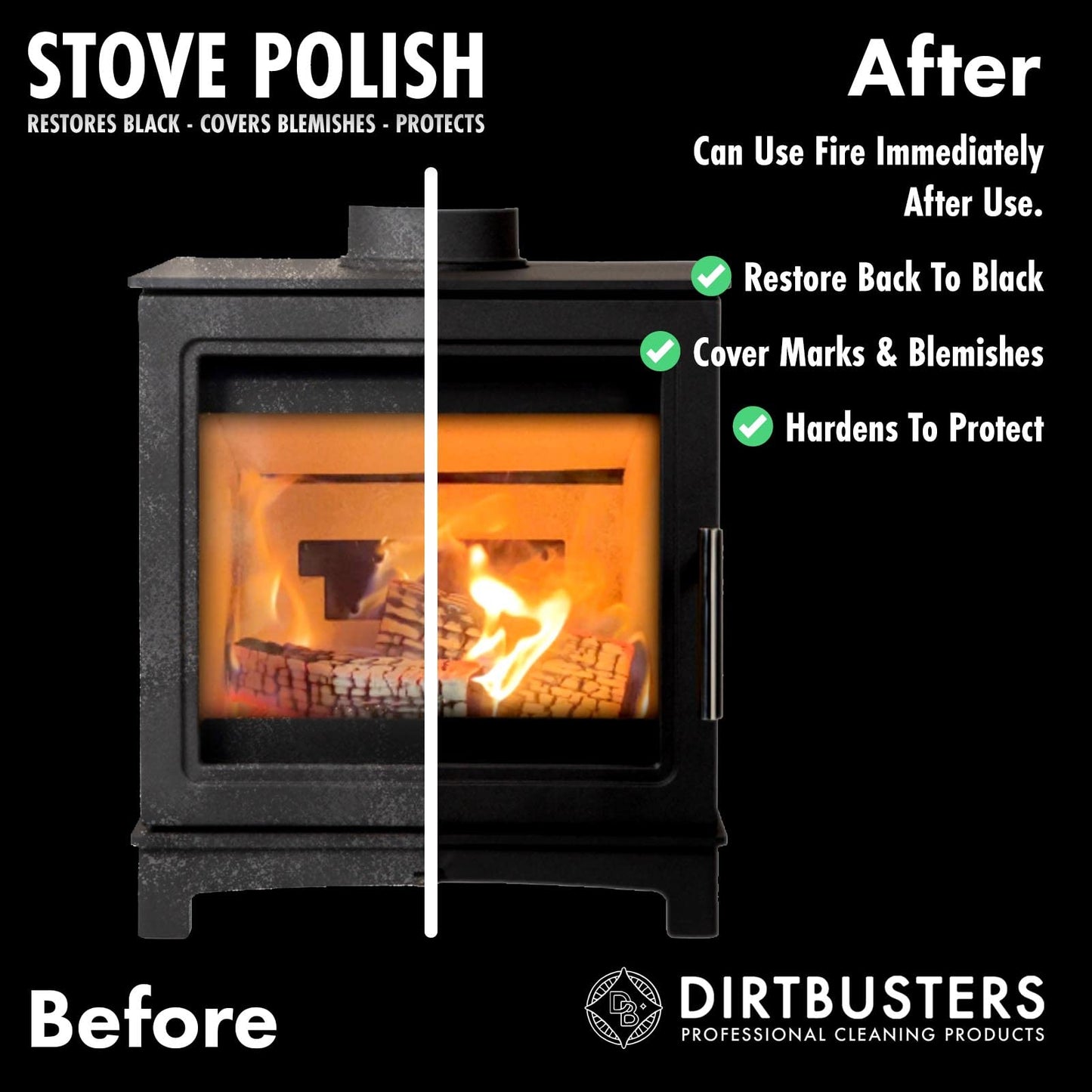 Dirtbusters Stove Polish for Log Burners & Grates Restore to Black, Non Toxic Alternative to Stove Paint (250ml) 1