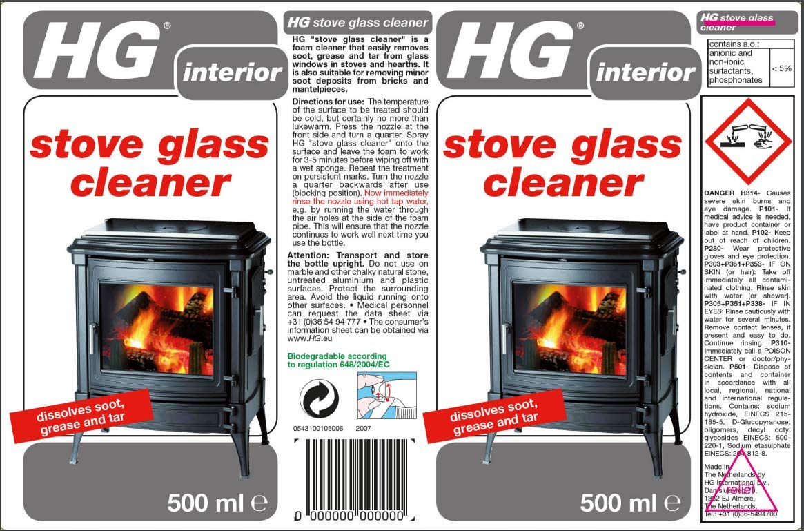 HG Stove Glass Cleaner, Dissolves Soot, Grease & Tar, Maintains Oven Doors, Glass Fireplaces & Hearths, Removes Residue Effectively – 500ml Spray (431050106) 500 ml (Pack of 1)