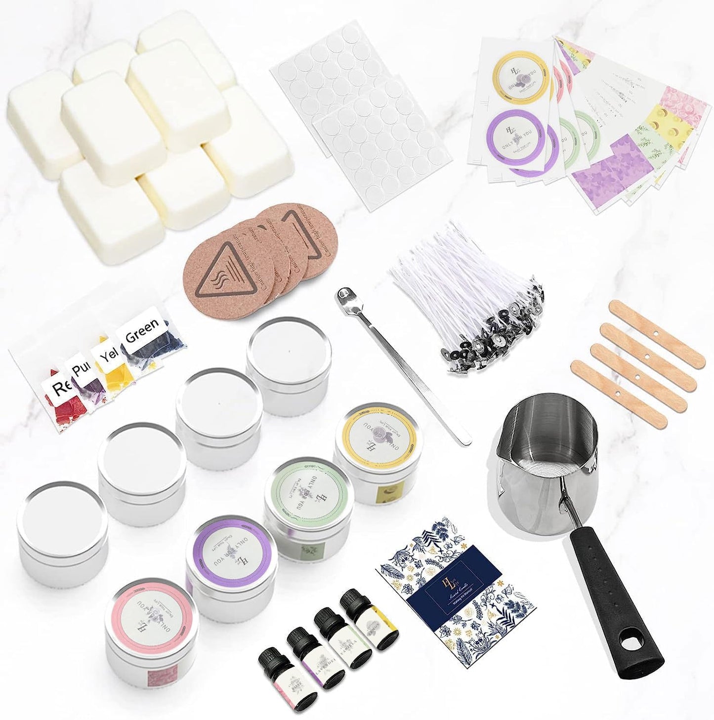 ETUOLIFE Candle Making Kits for Adults Beginners,Soy Wax for Candle Making,Candle Making Supplies Accessory,Make Your Own Candles,Melting Pot,Fragrance Oils,Candle Tins,Wicks,Dye Wax soy wax candle making kit