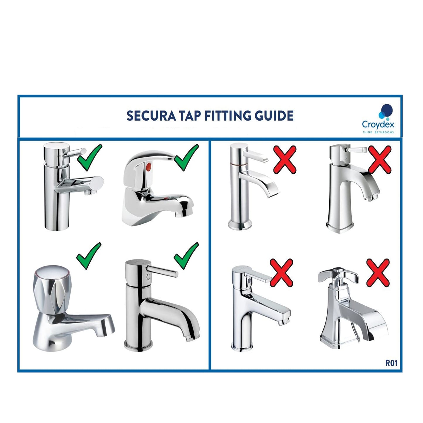 Croydex Secura Shower Set with Shower Head, 1750mm Stainless Steel Hose and Tap Shower Attachments, Suitable for High and Low Pressure Systems, Combi Boilers, Includes Riser Rail, White & Chrome Bath & Shower Spray Set Single