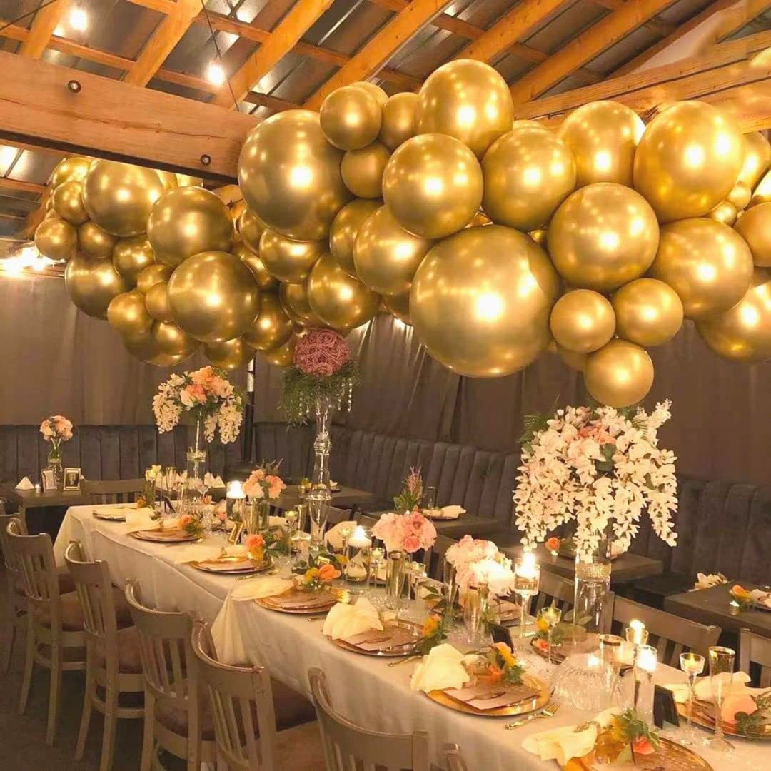 Gold Balloons Kelfara Party Balloons 100Pcs 12 Inch Metallic Chrome Gold Latex Balloons for Birthday Weddings Engagement Anniversary Gold Theme Party Decorations Gold Balloons