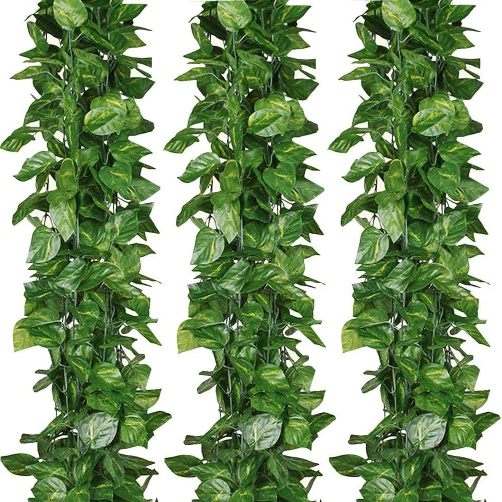 84 feet Fake Foliage Garland Leaves Decoration Artificial Greenery Ivy Vine Plants for Home Decor Indoor Outdoors (Scindapsus Leaves/12 Strands) Scindapsus Leaves/12 Strands